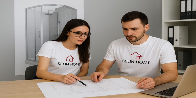 شیشه | شیرآلات ابعاد استاندارد کابین دوش برای حمامهای کوچک