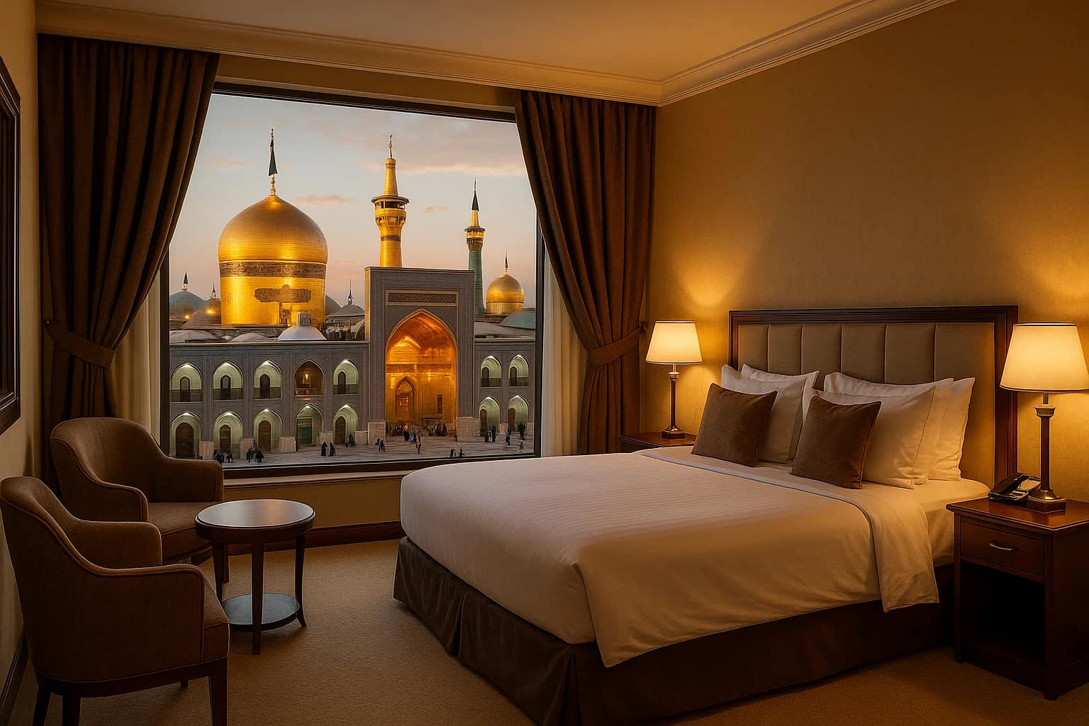 امام رضا | رستوران هتل اطراف بازار رضا مشهد و هتل آپارتمان که ویو رو به حرم دارند!